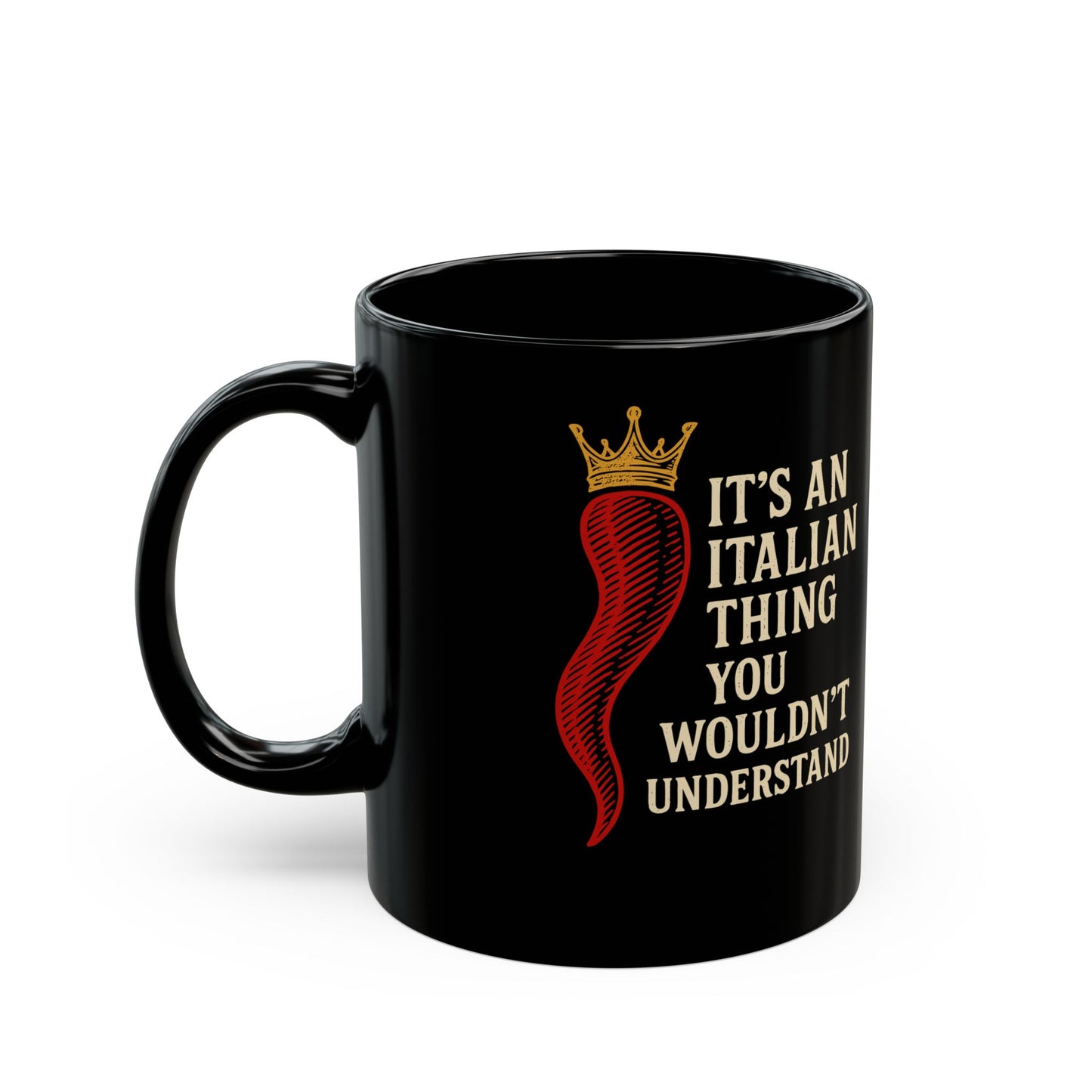 Italian Thing Cornicello Malocchio Black Mug (11oz, 15oz)