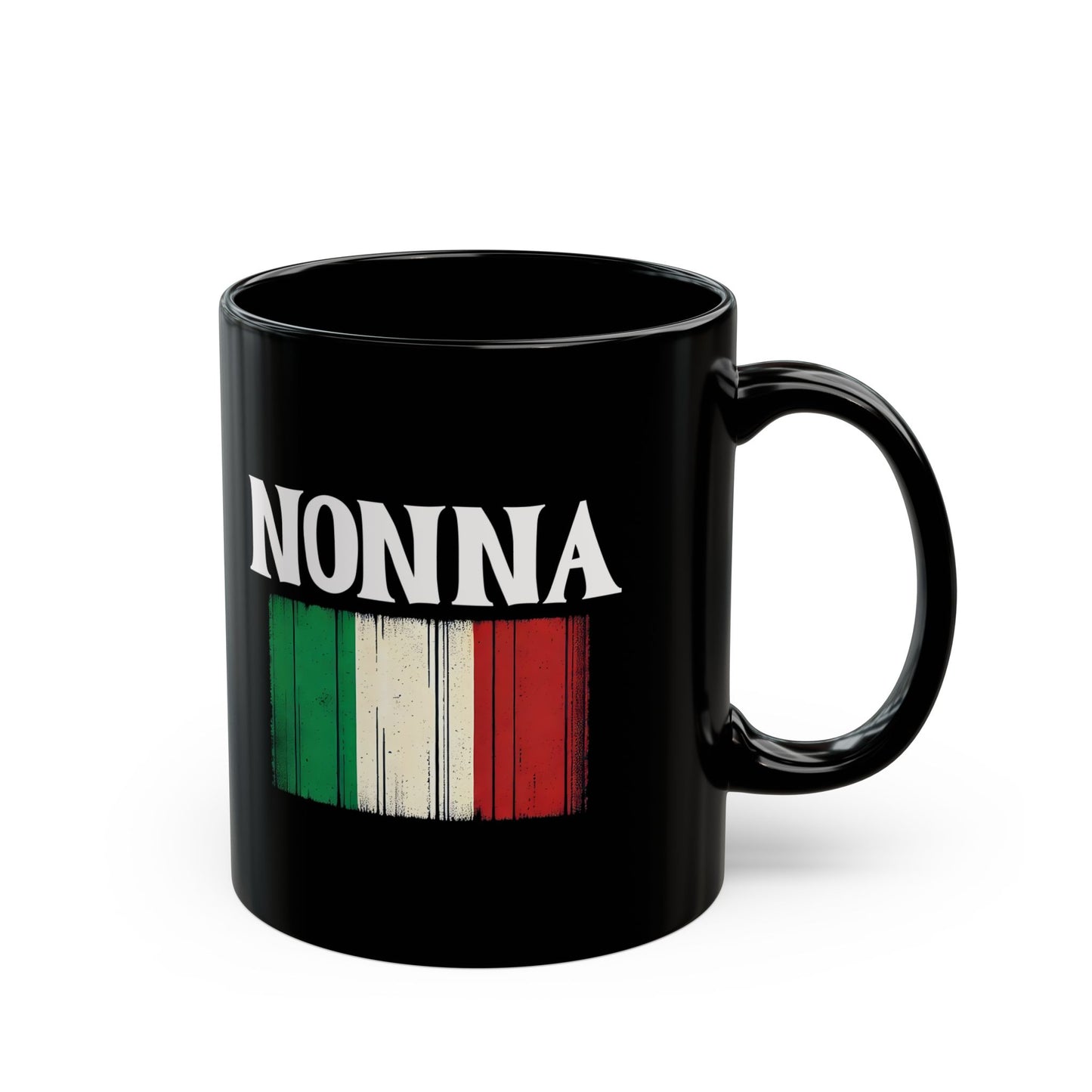 Nonna Italian Flag Distressed Effect Black Mug (11oz, 15oz)