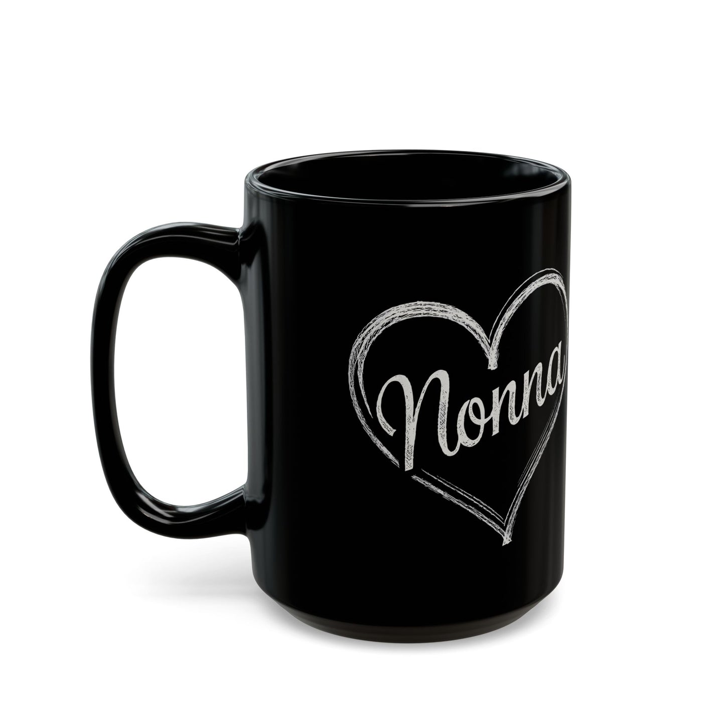 Nonna Chalk Heart Black Mug (11oz, 15oz)