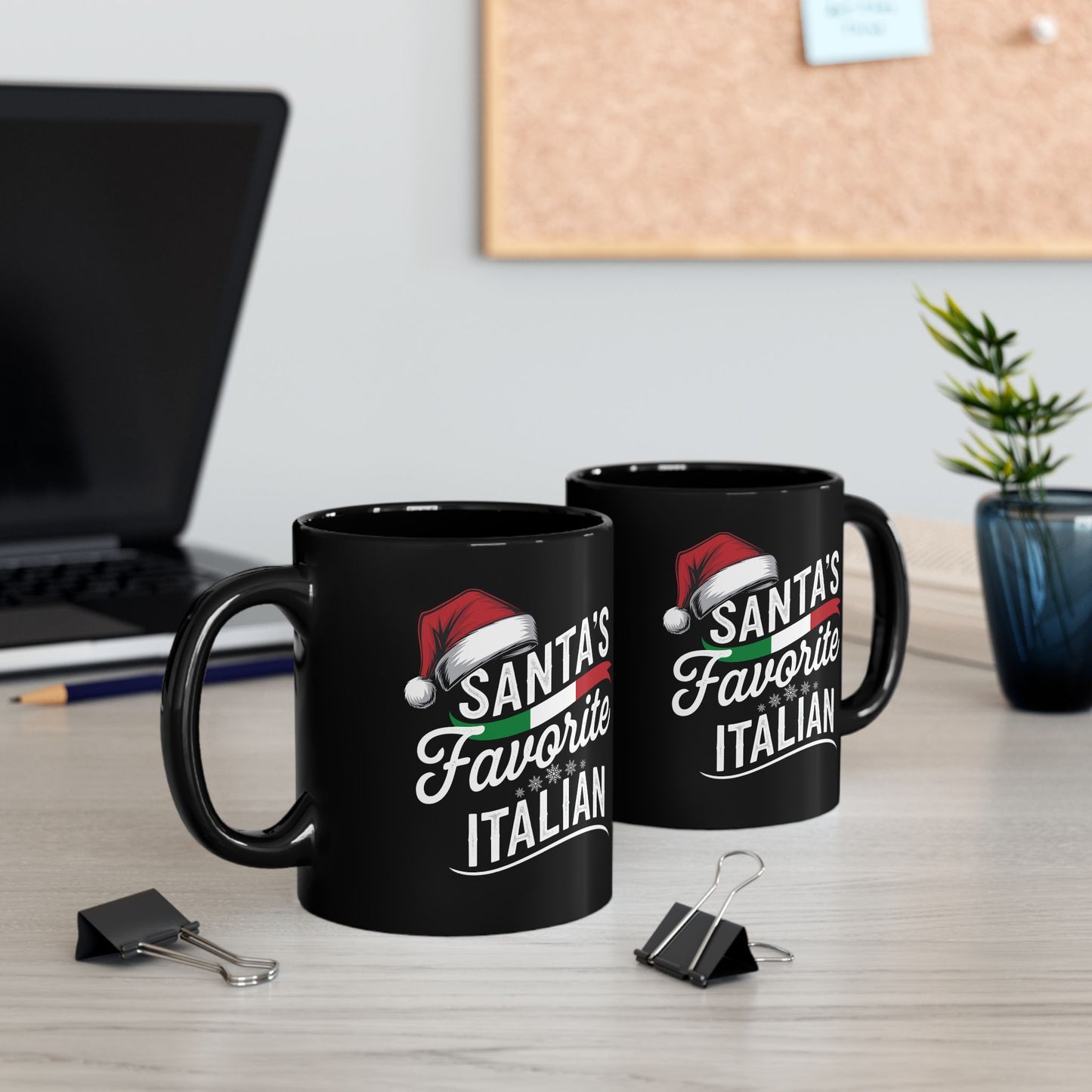 Santa's Favorite Italian Black Mug (11oz, 15oz)