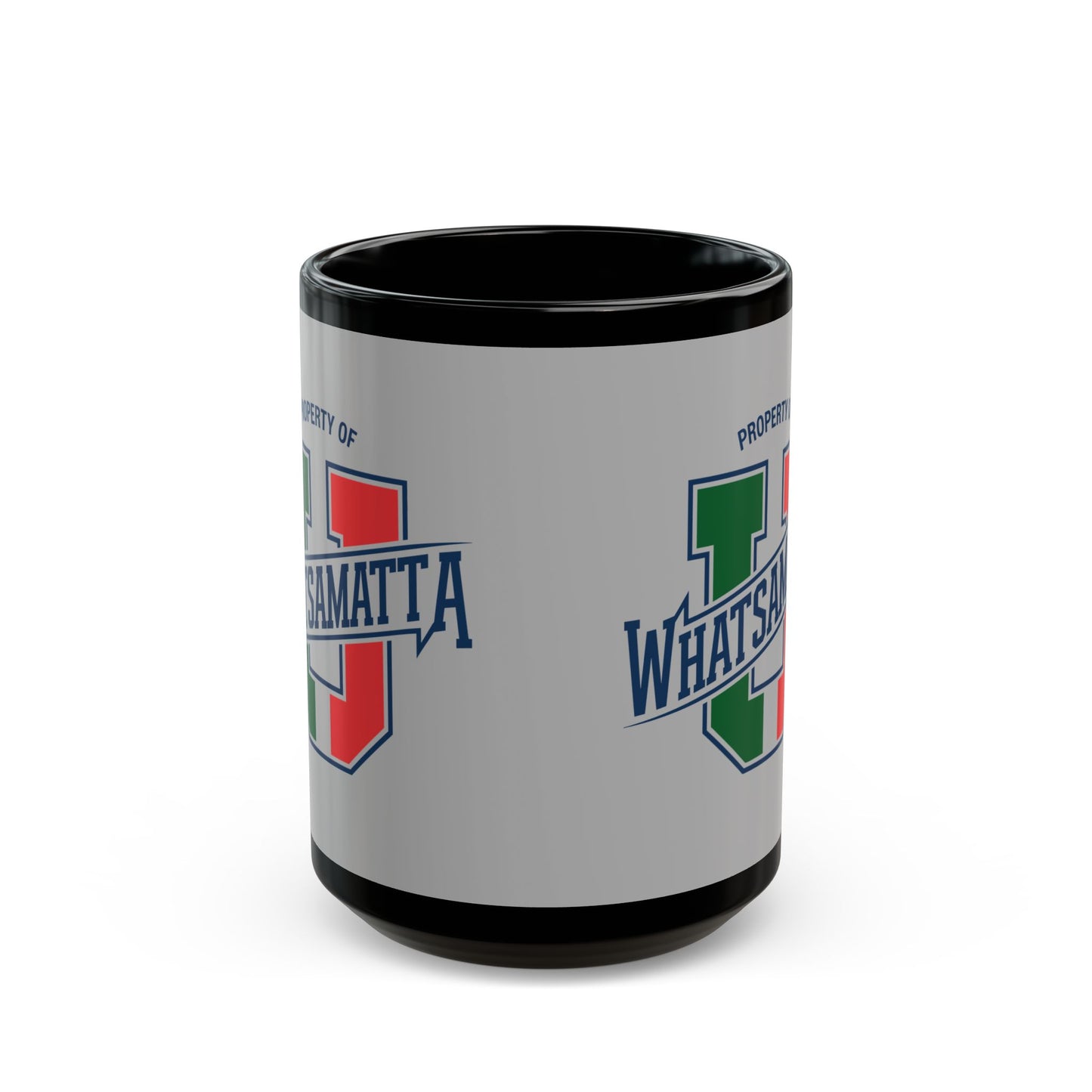Property of Whatsamatta U Black Mug (11oz, 15oz)