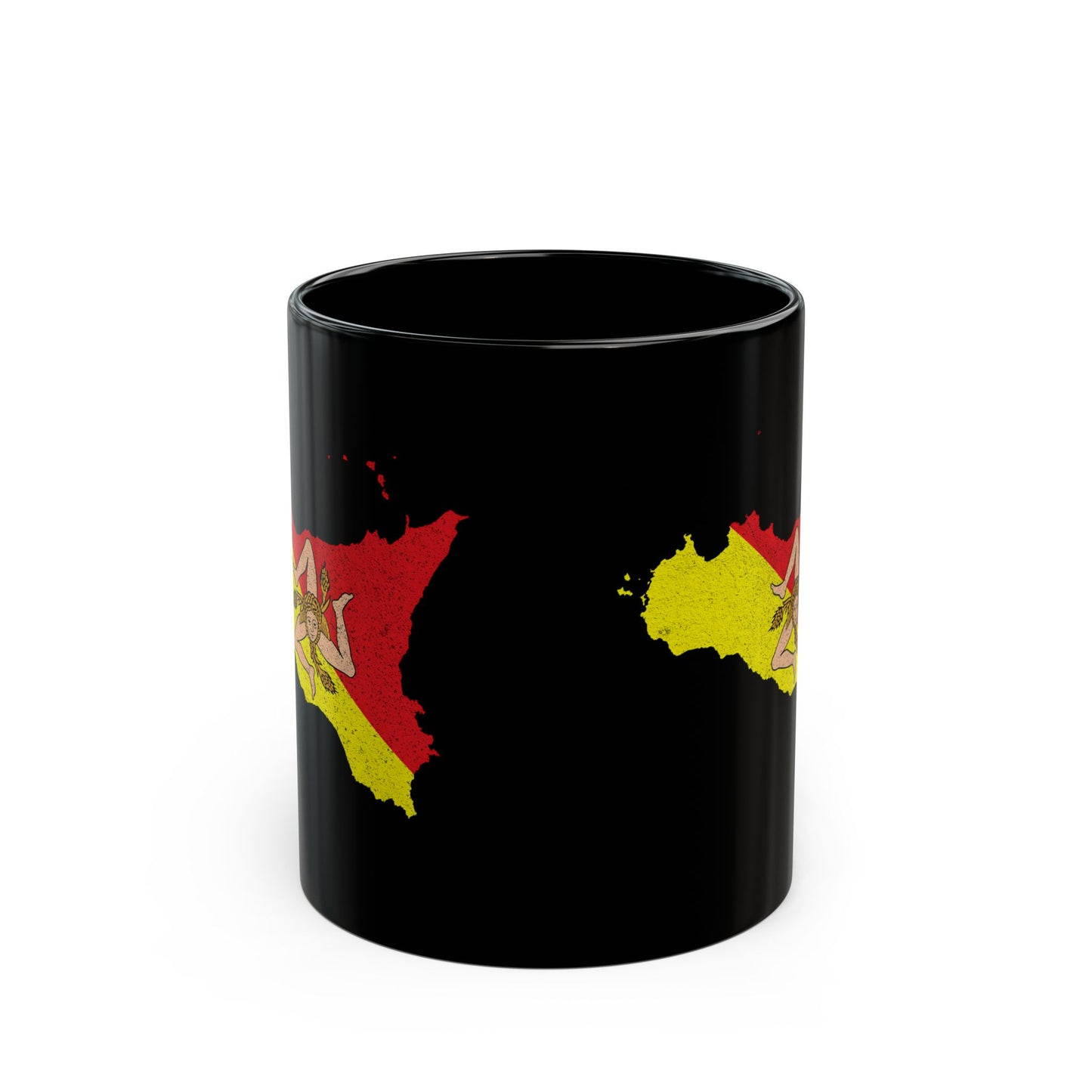 Map of Sicily with Distressed Effect Black Mug (11oz, 15oz)