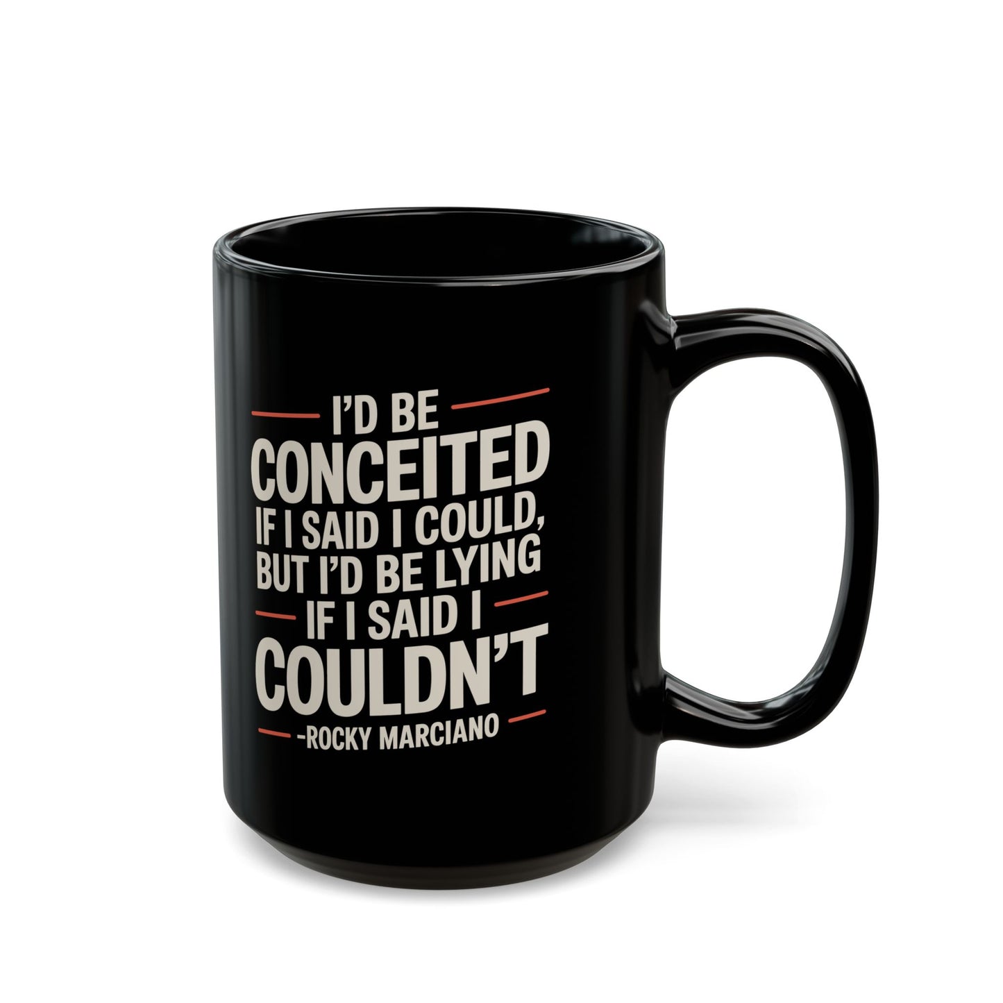 Rocky Marciano Conceited Quote Black Mug (11oz, 15oz)