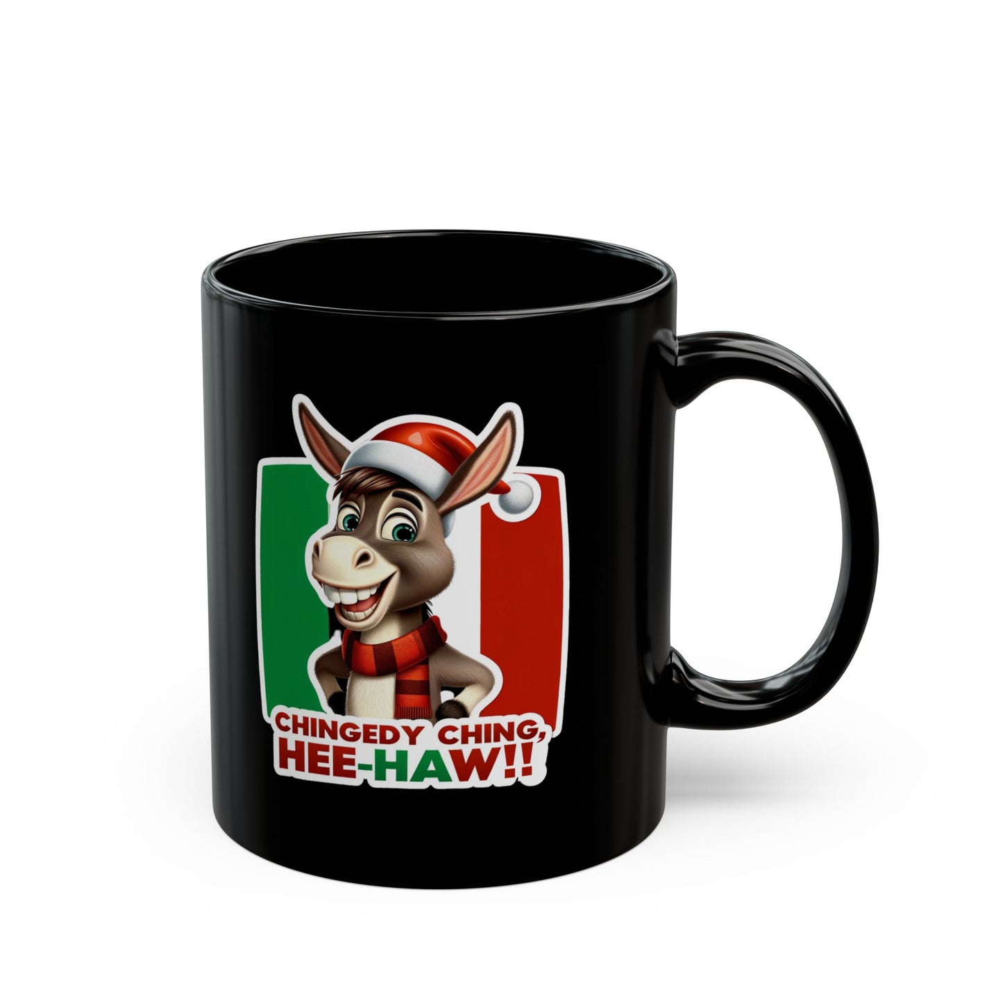 Dominick the Italian Christmas Donkey Black Mug (11oz, 15oz)
