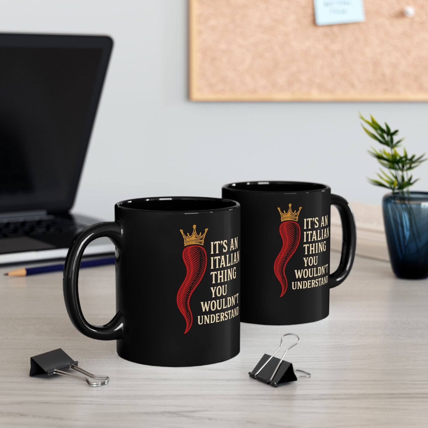 Italian Thing Cornicello Malocchio Black Mug (11oz, 15oz)