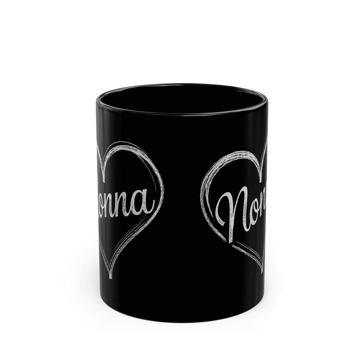 Nonna Chalk Heart Black Mug (11oz, 15oz)