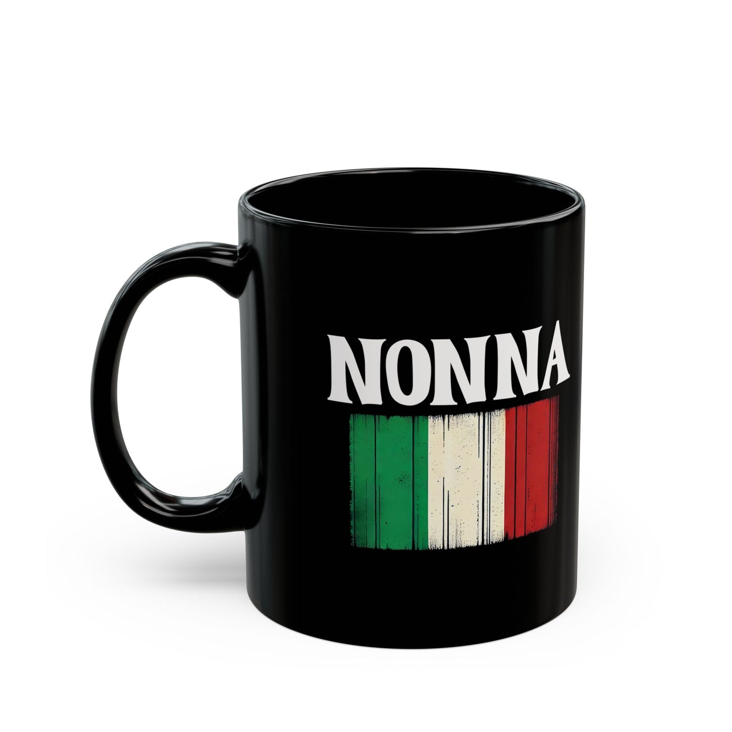 Nonna Italian Flag Distressed Effect Black Mug (11oz, 15oz)