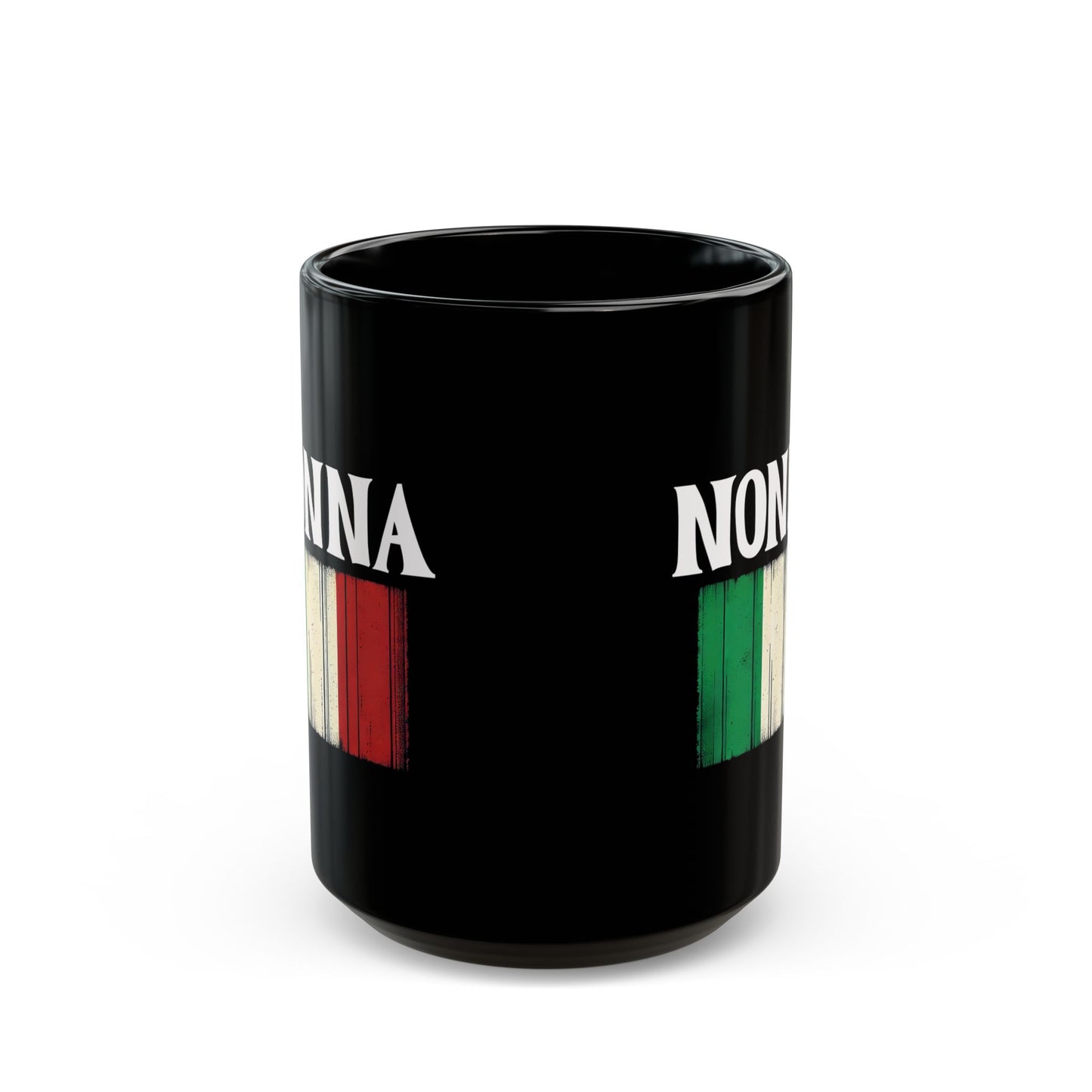 Nonna Italian Flag Distressed Effect Black Mug (11oz, 15oz)