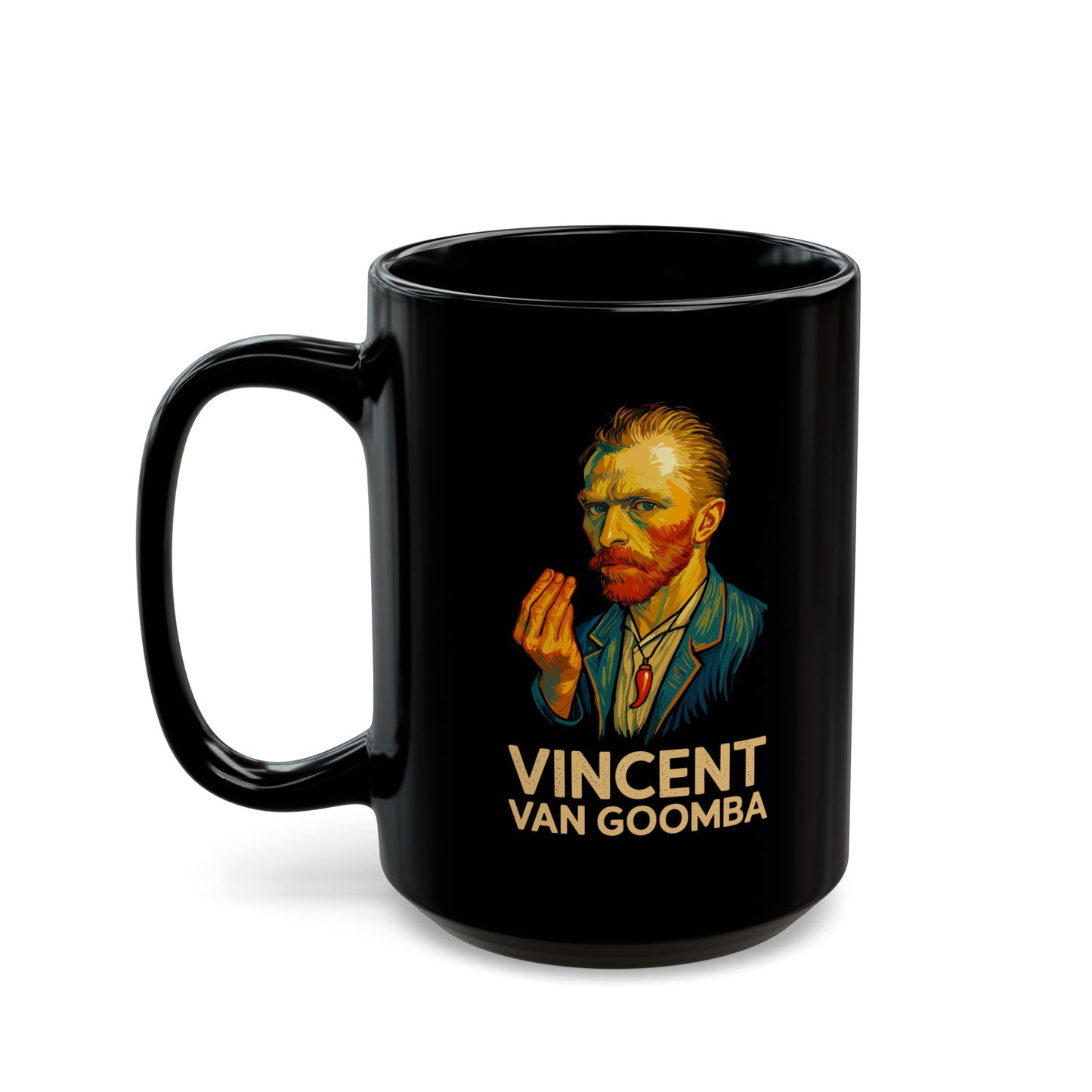 Vincent van Goomba Cornicello Hand Gesture Black Mug (11oz, 15oz)