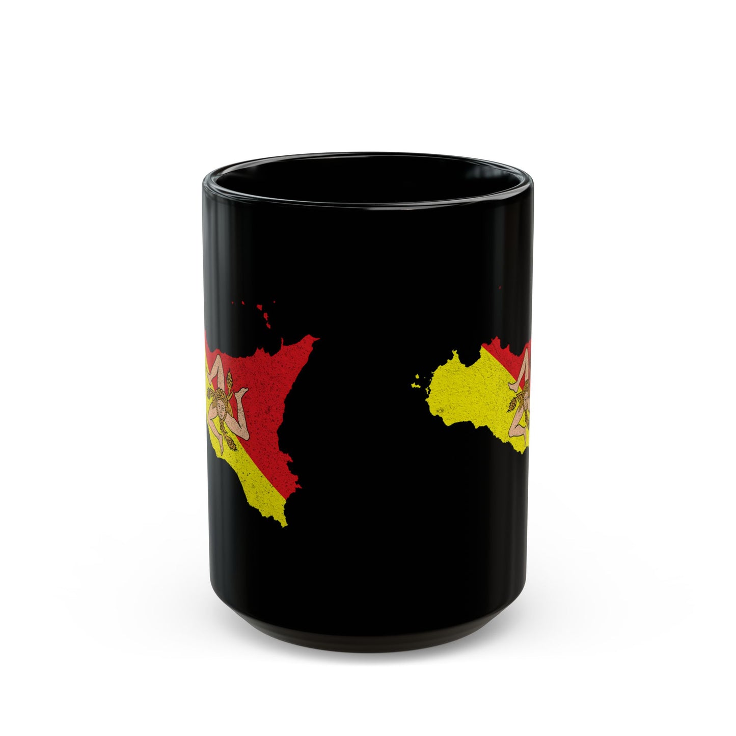 Map of Sicily with Distressed Effect Black Mug (11oz, 15oz)