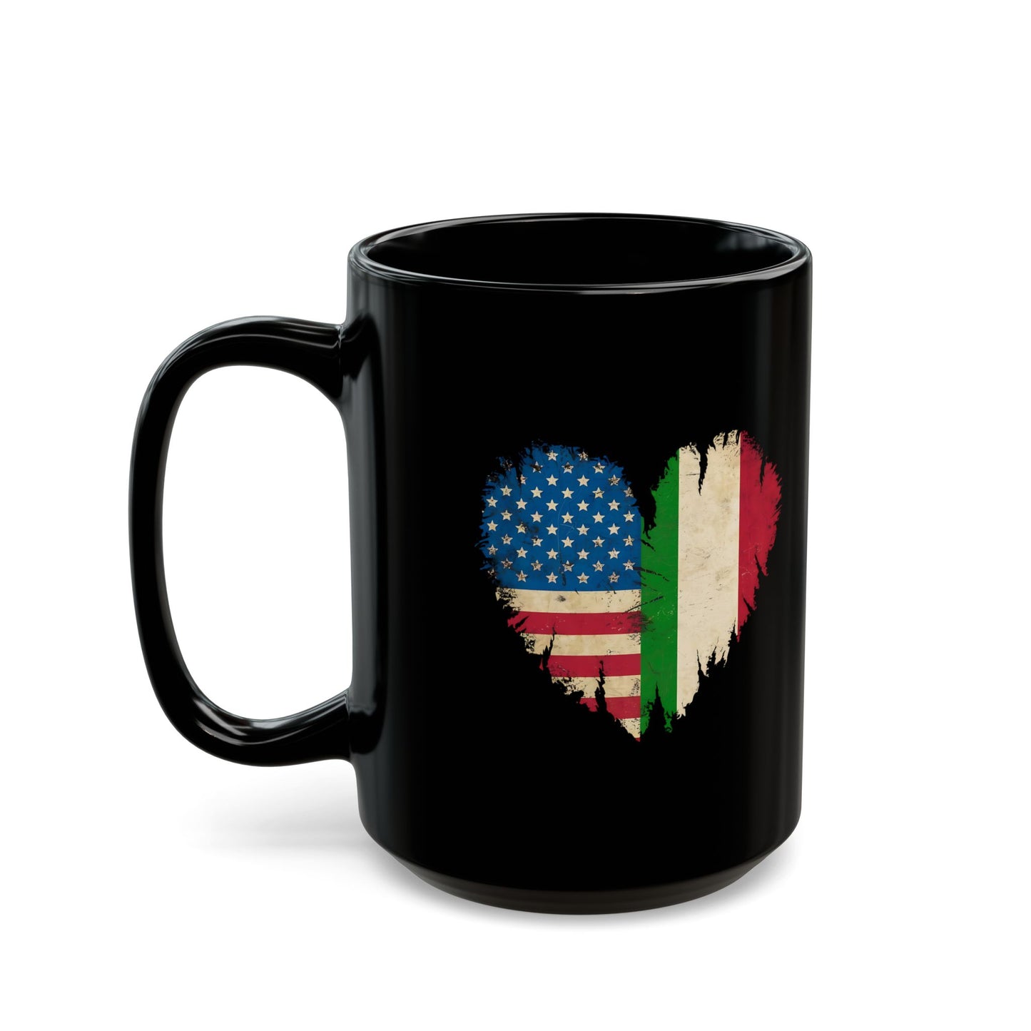 American Born Italian Roots Flags Black Mug (11oz, 15oz)