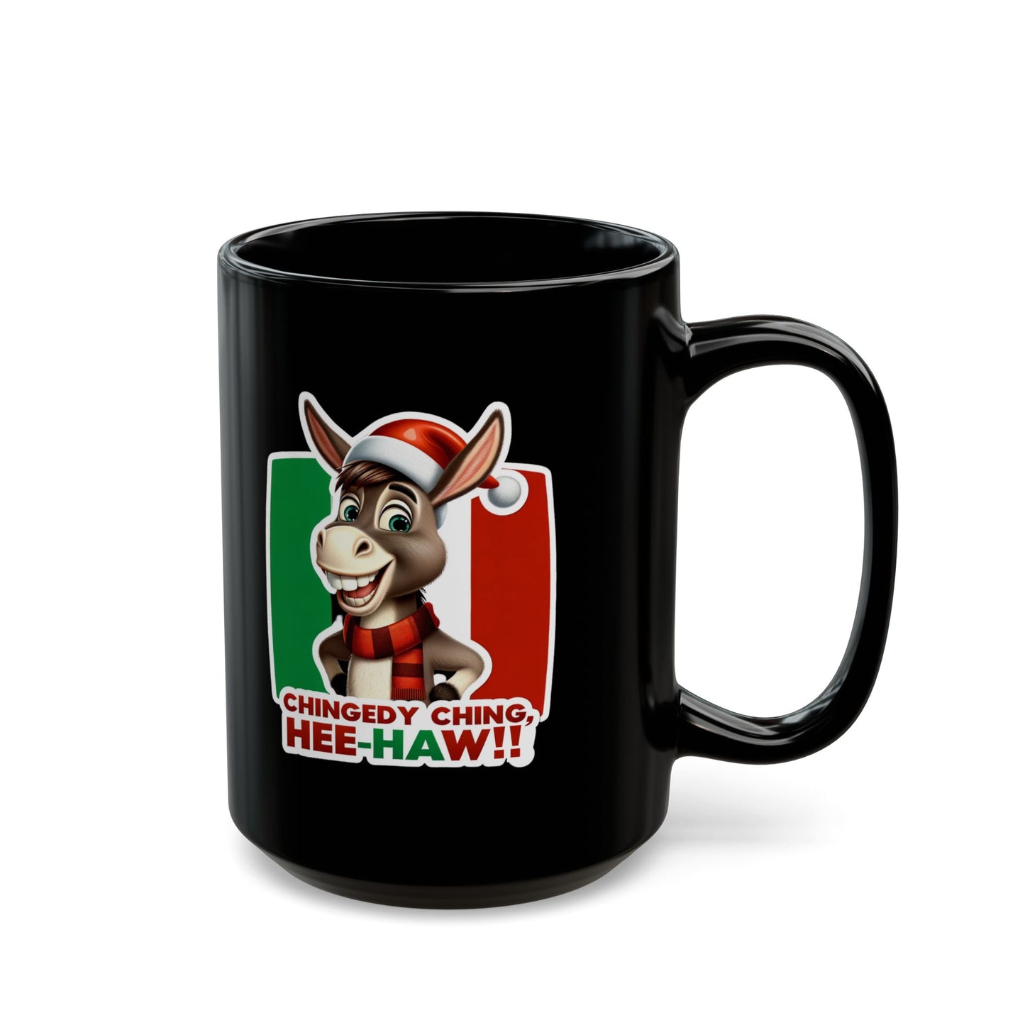 Dominick the Italian Christmas Donkey Black Mug (11oz, 15oz)