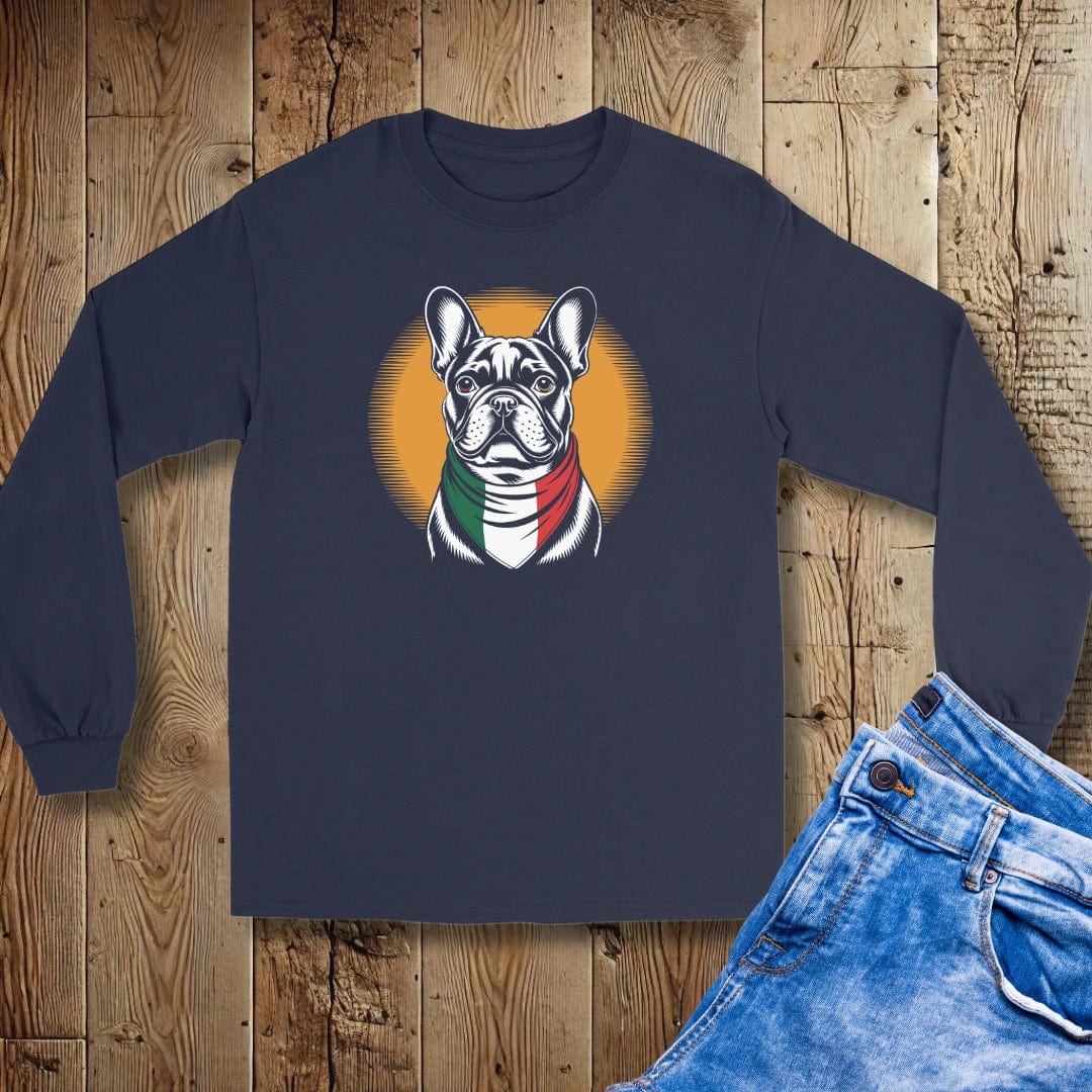 French Bulldog Italian Flag Bandana Unisex Long Sleeve Tee