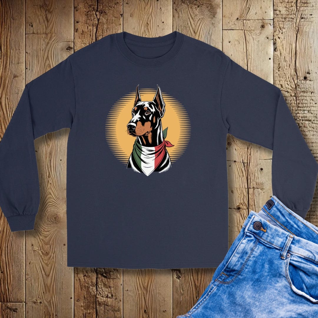 Doberman Italian Flag Bandana Unisex Long Sleeve Tee