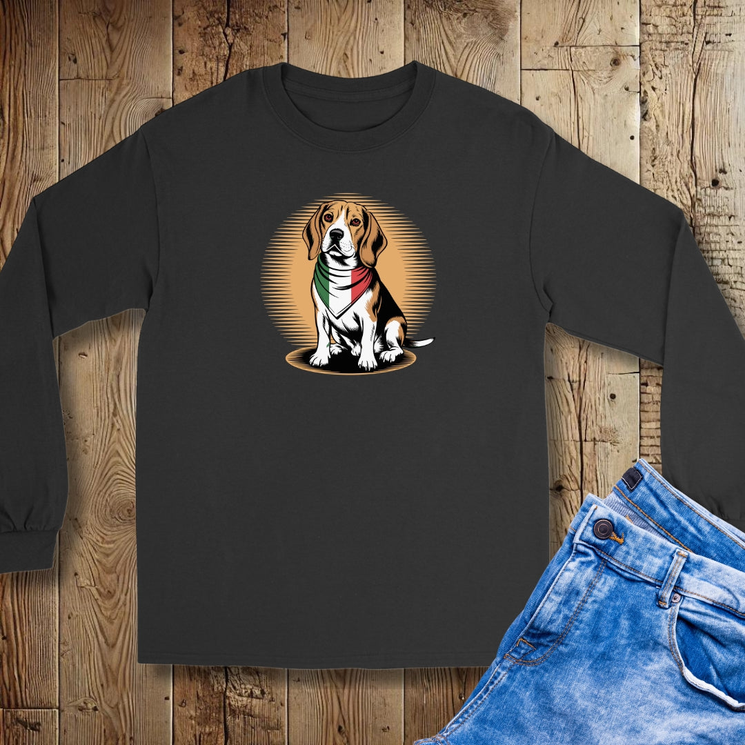Beagle Italian Flag Bandana Unisex Long Sleeve Tee