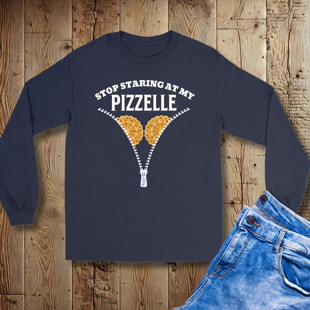 Stop Staring at My Pizzelle Unisex Long Sleeve Tee