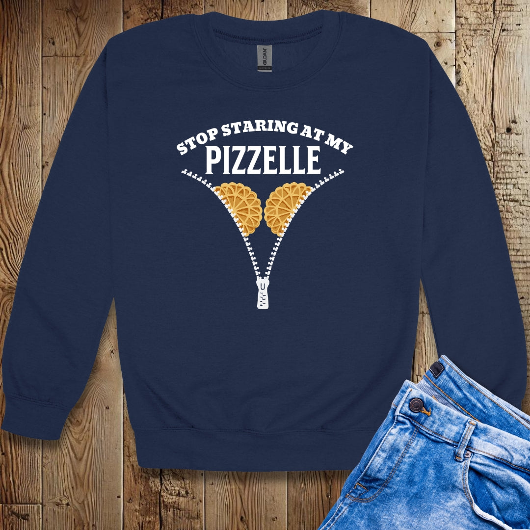 Stop Staring at My Pizzelle Unisex Crewneck Sweatshirt