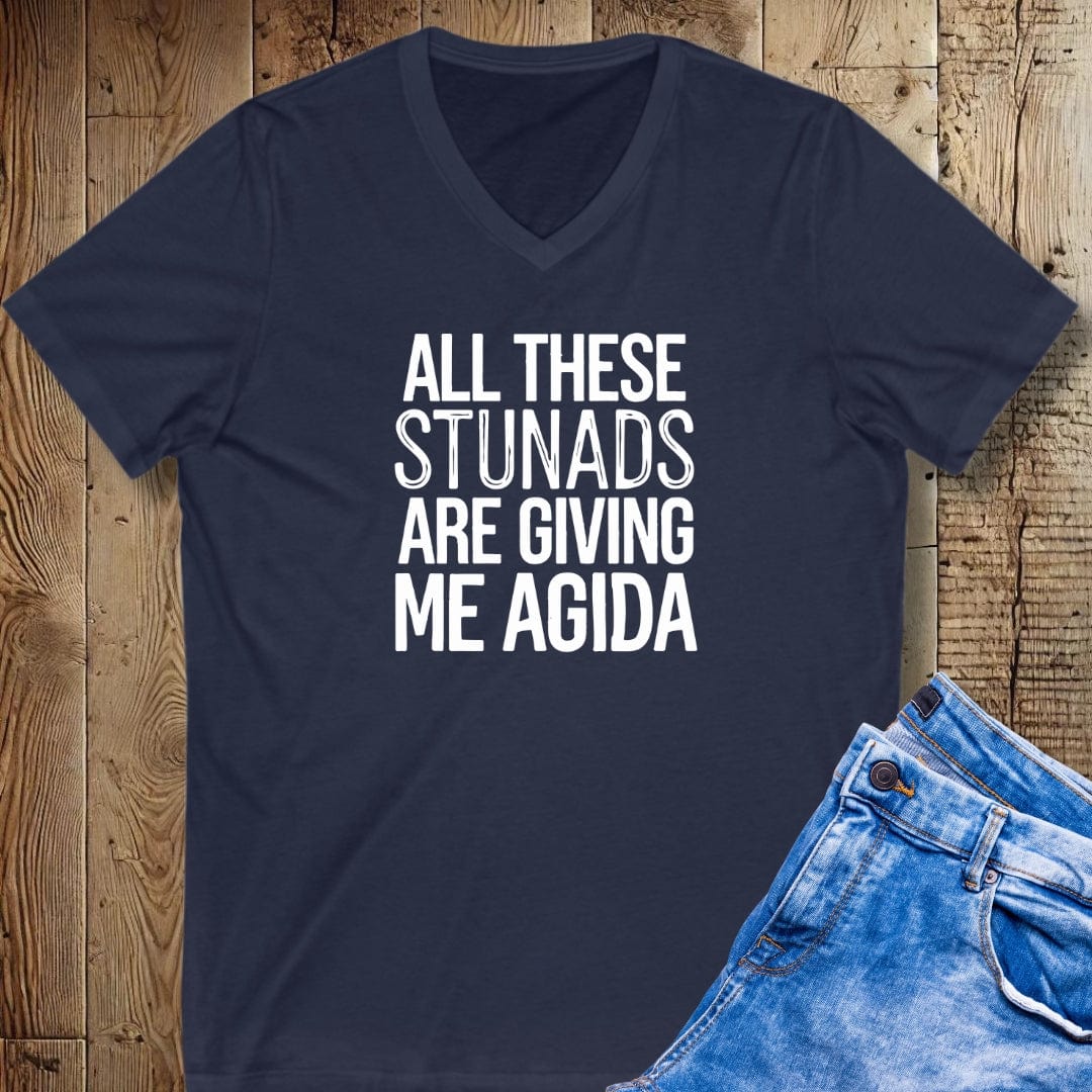 Stunads Giving Me Agida Short Sleeve V-Neck Tee