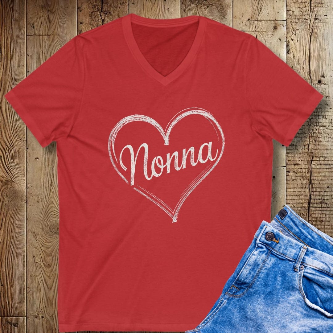 Nonna Chalkboard Heart Short Sleeve V-Neck Tee
