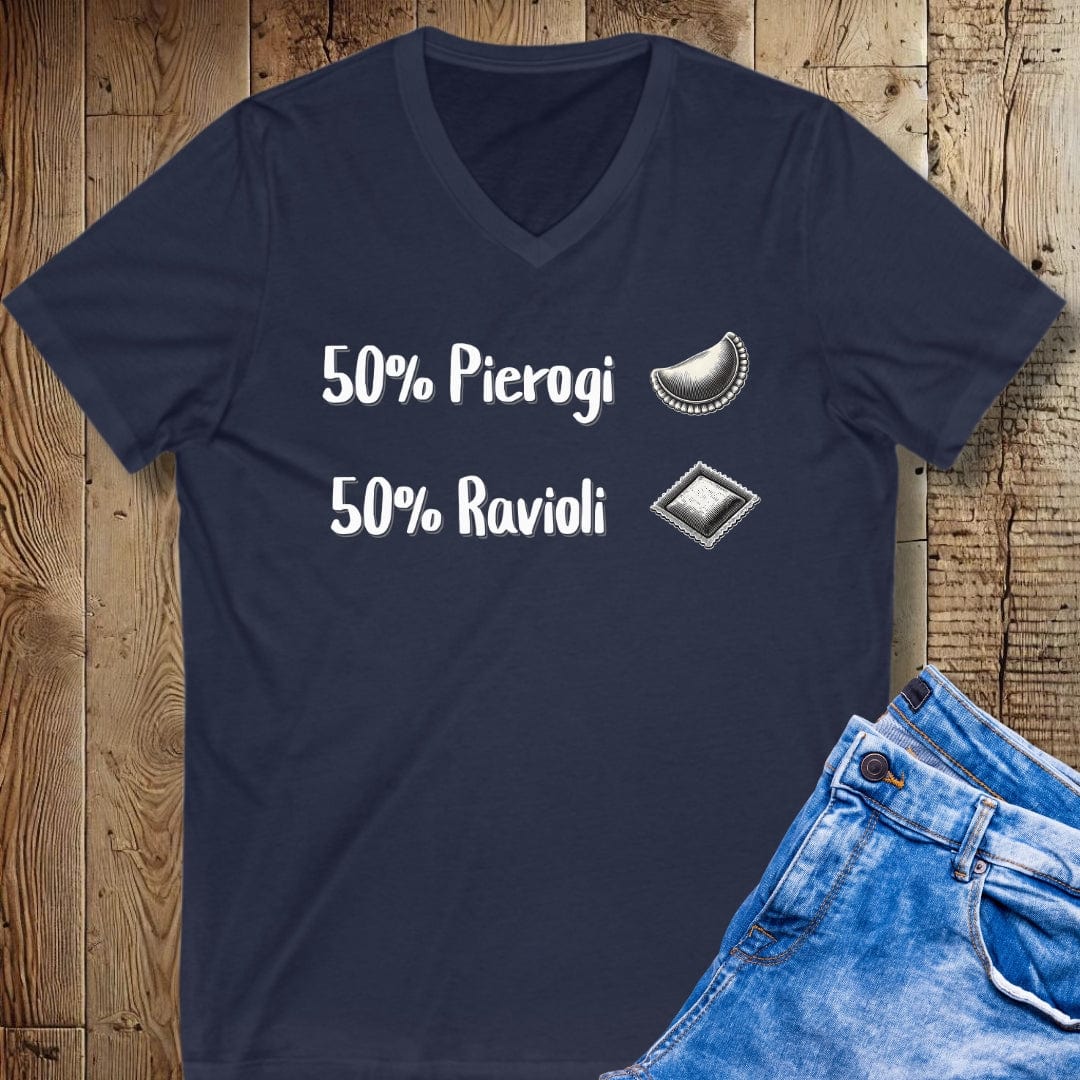50% Pierogi 50% Ravioli Half Polish Short Sleeve V-Neck Tee