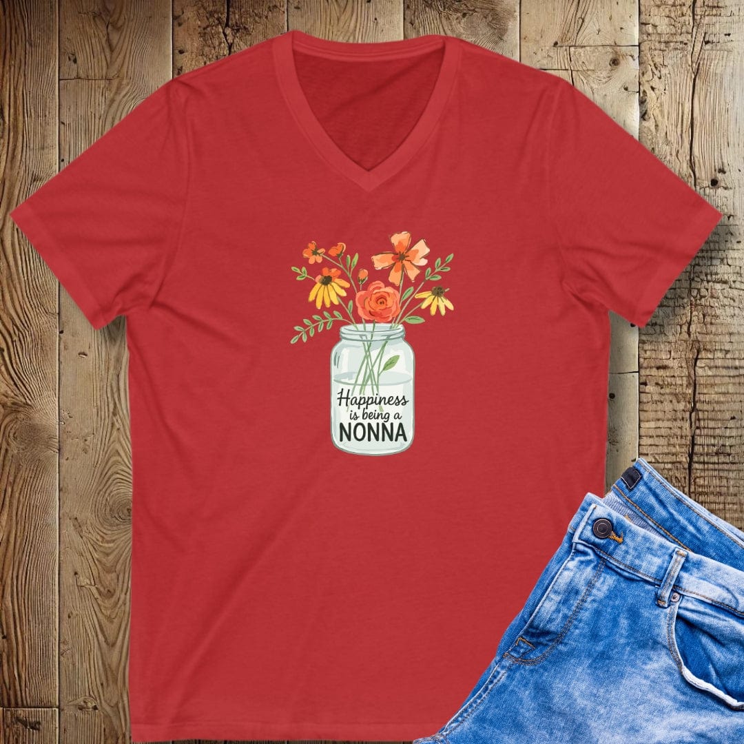 Happiness is Being a Nonna Short Sleeve V-Neck Tee