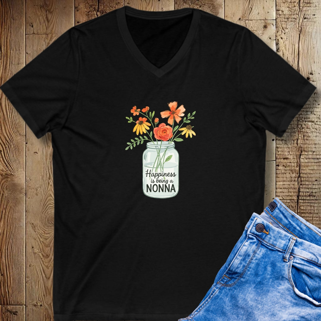 Happiness is Being a Nonna Short Sleeve V-Neck Tee
