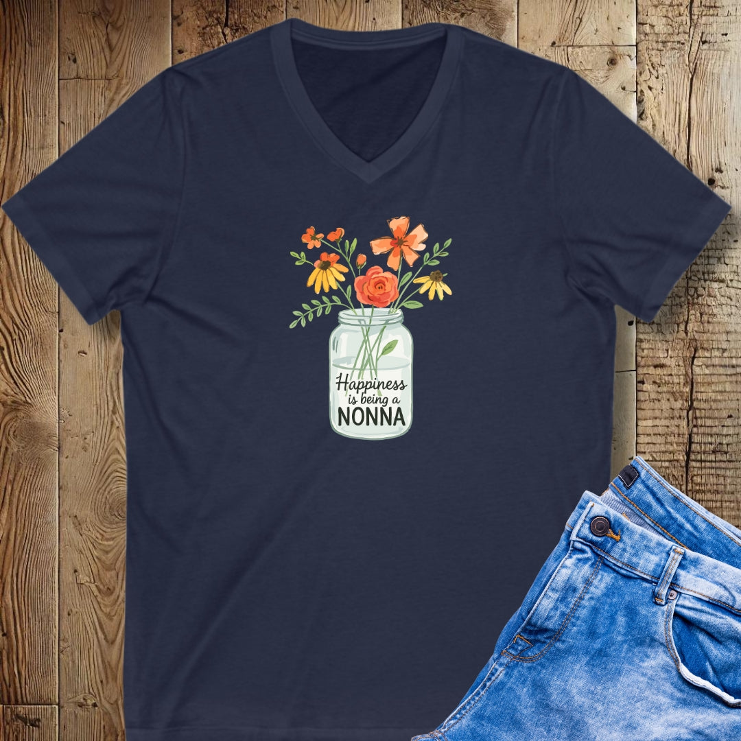 Happiness is Being a Nonna Short Sleeve V-Neck Tee