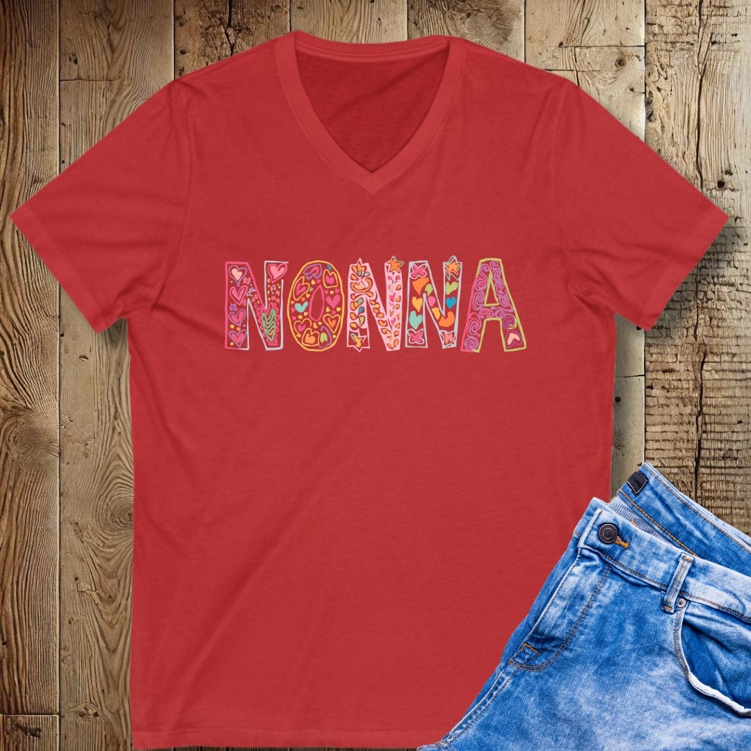 Nonna Doodles Short Sleeve V-Neck Tee
