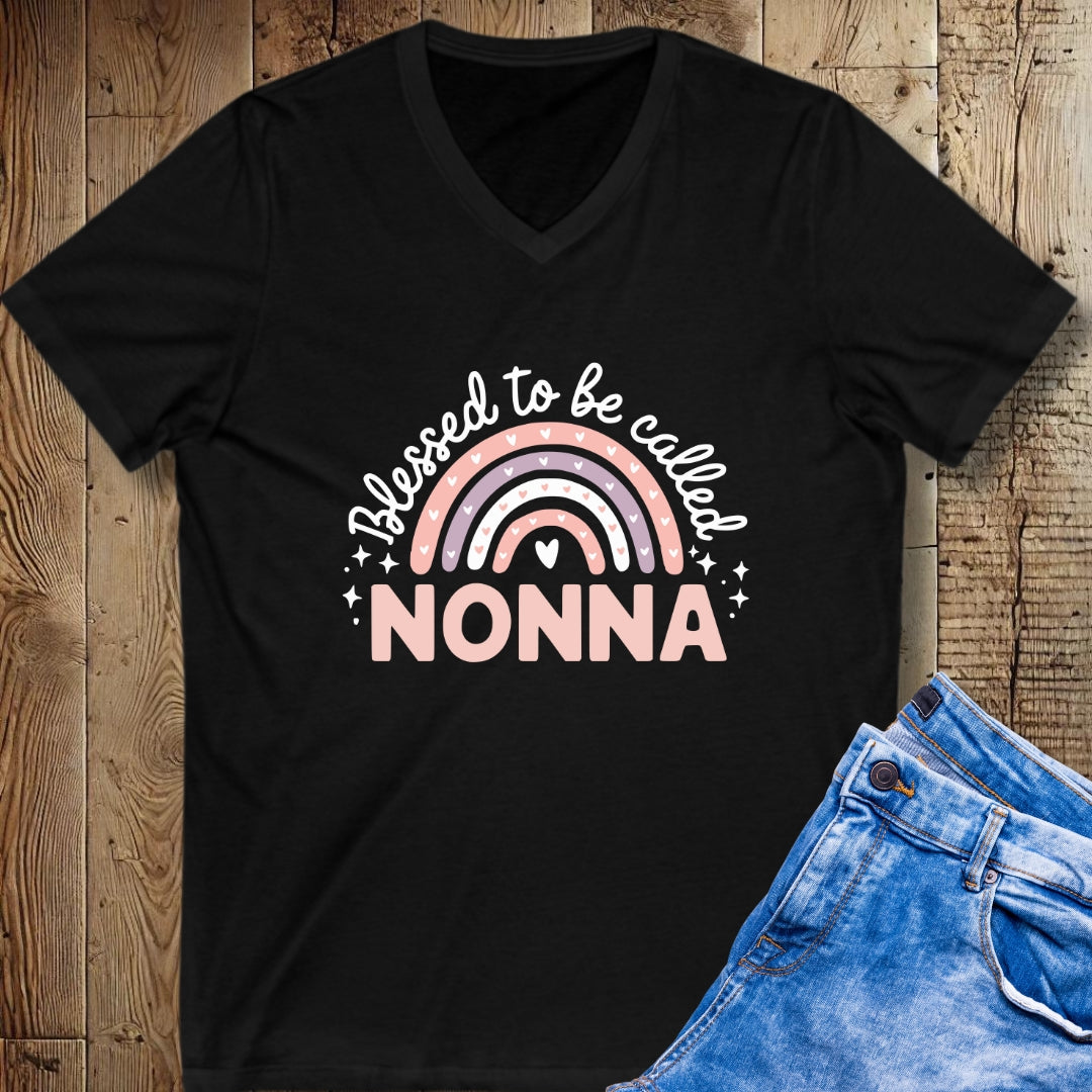 Blessed to be Called Nonna Short Sleeve V-Neck Tee