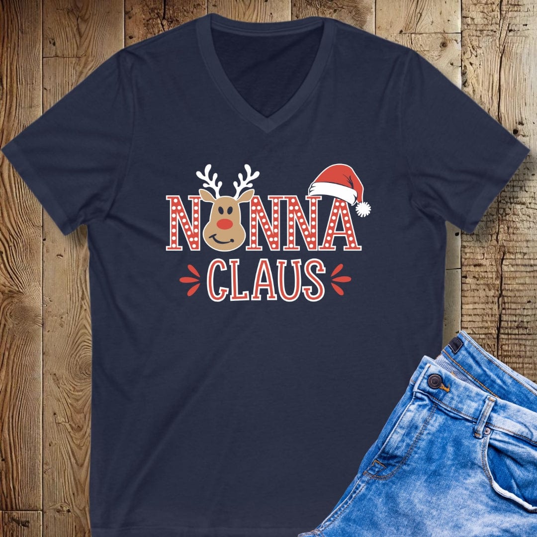 Nonna Claus Christmas Short Sleeve V-Neck Tee