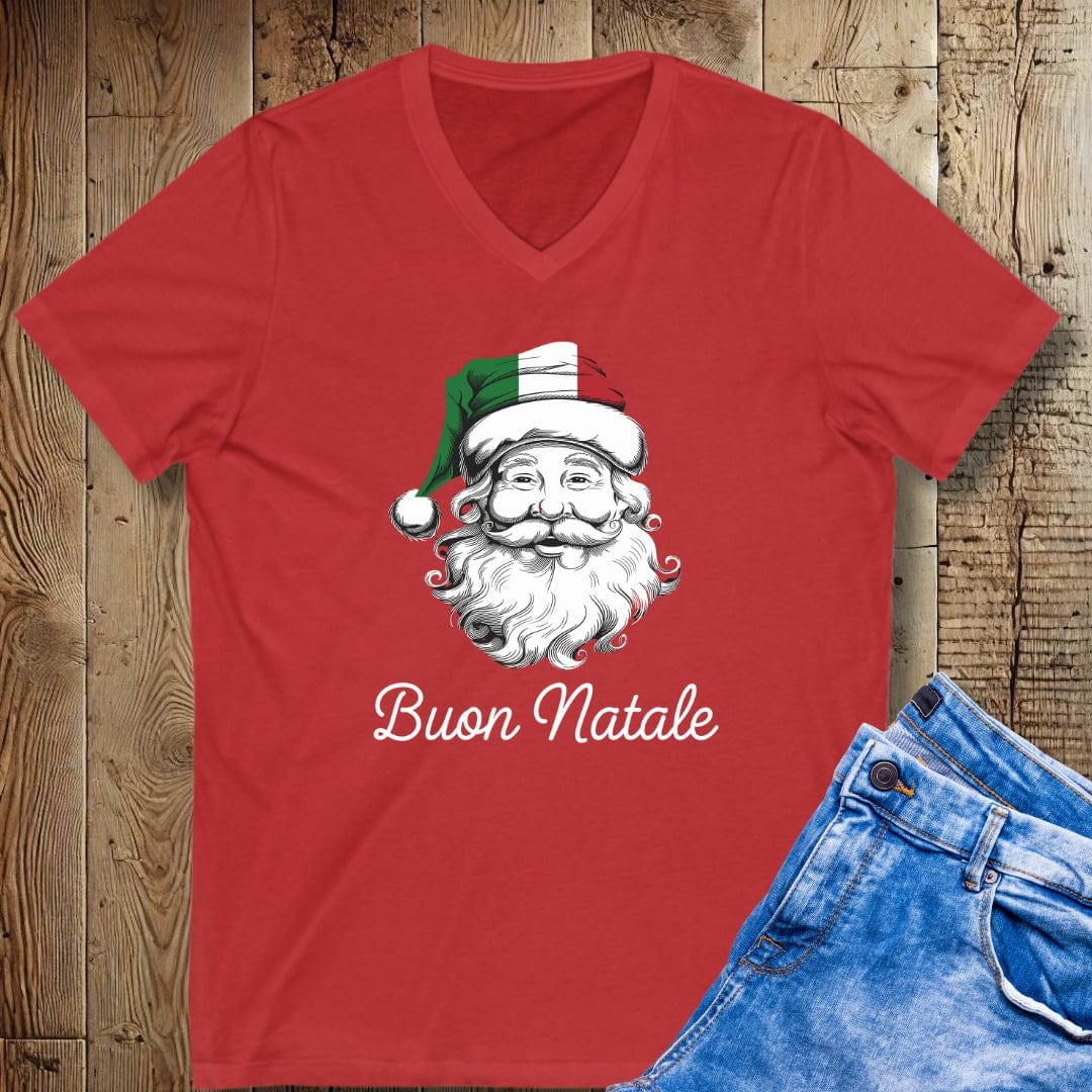 Santa Buon Natale Christmas Short Sleeve V-Neck Tee
