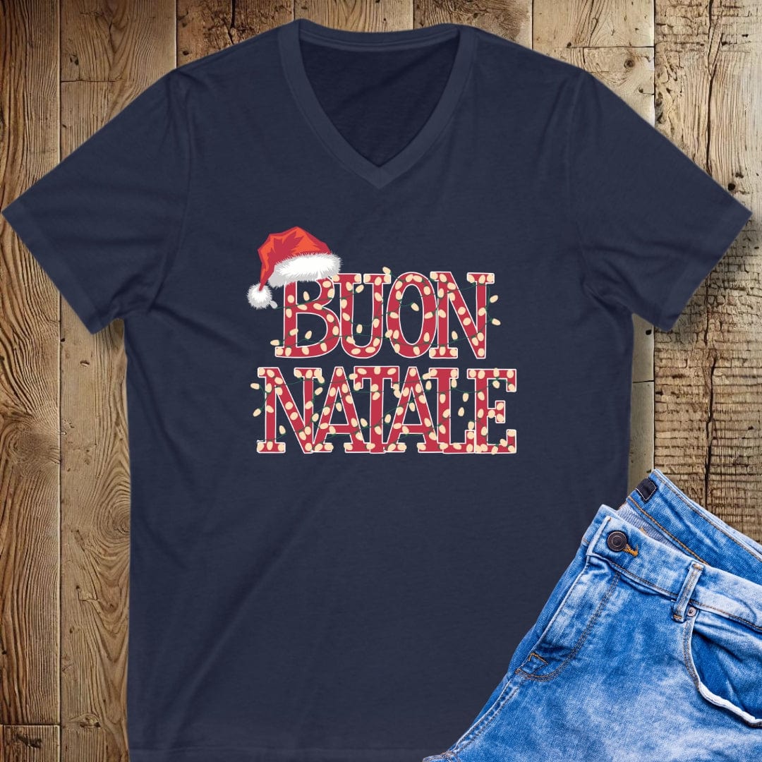 Buon Natale Christmas Lights Short Sleeve V-Neck Tee