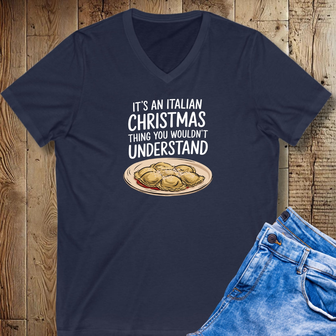 It's an Italian Christmas Thing Ravioli Short Sleeve V-Neck Tee