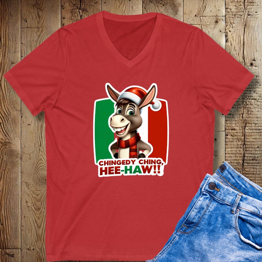 Dominick the Italian Christmas Donkey Short Sleeve V-Neck Tee