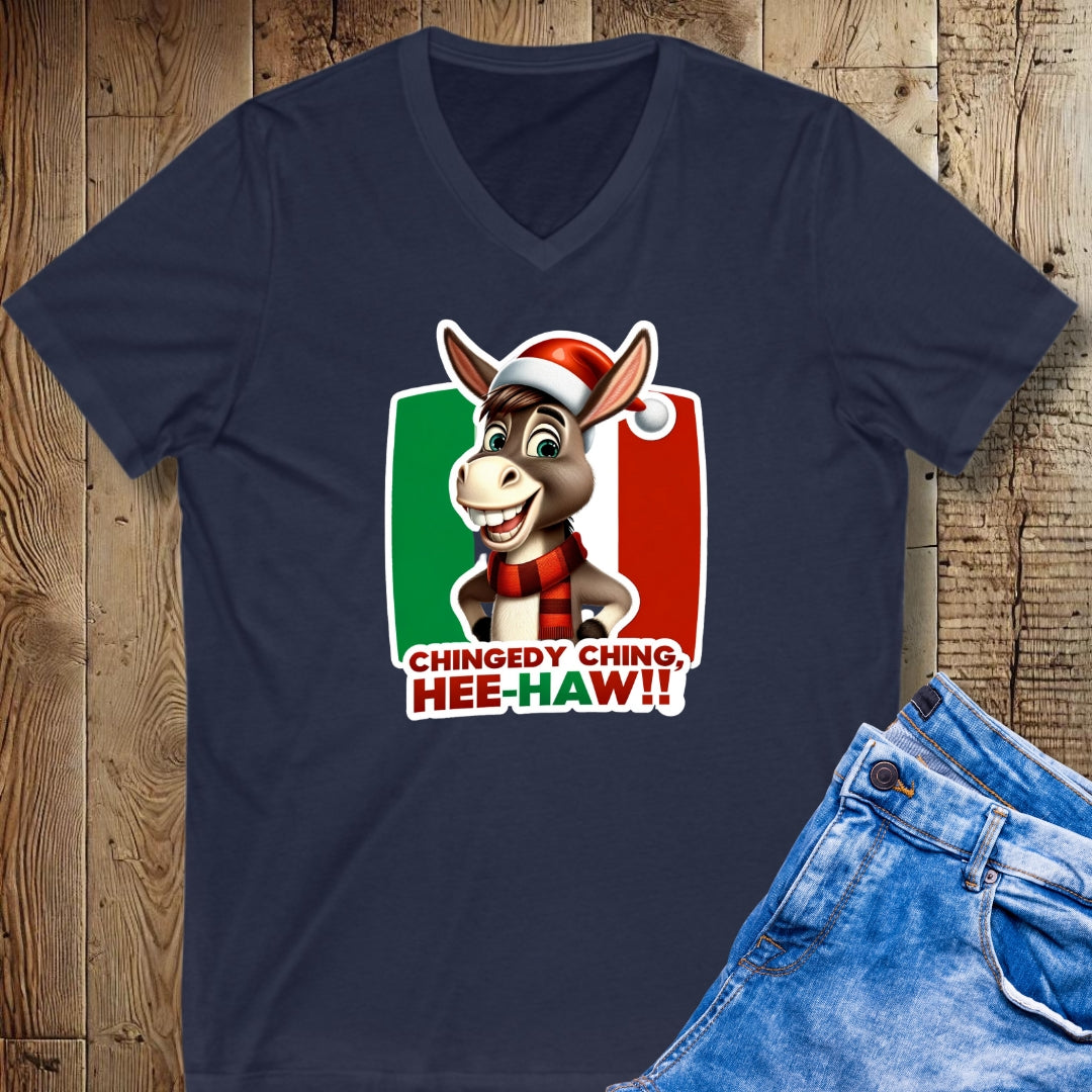 Dominick the Italian Christmas Donkey Short Sleeve V-Neck Tee