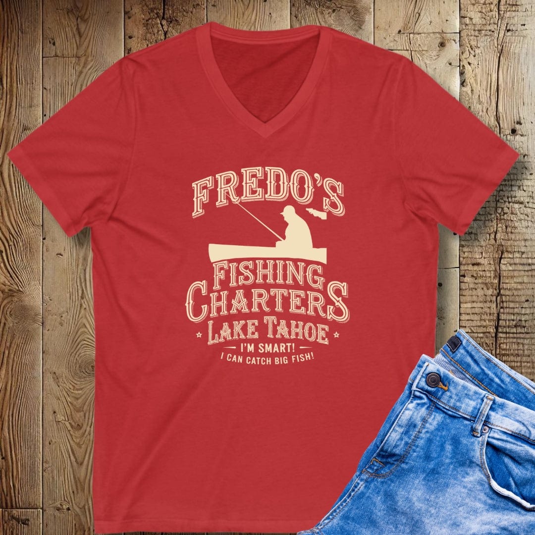 Fredo's Fishing Charters Godfather Short Sleeve V-Neck Tee