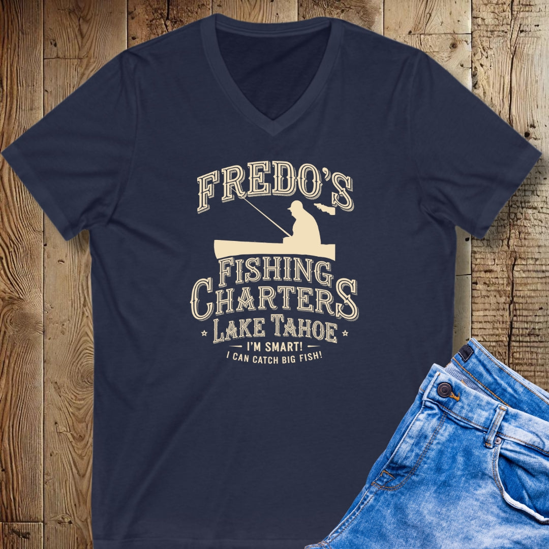 Fredo's Fishing Charters Godfather Short Sleeve V-Neck Tee