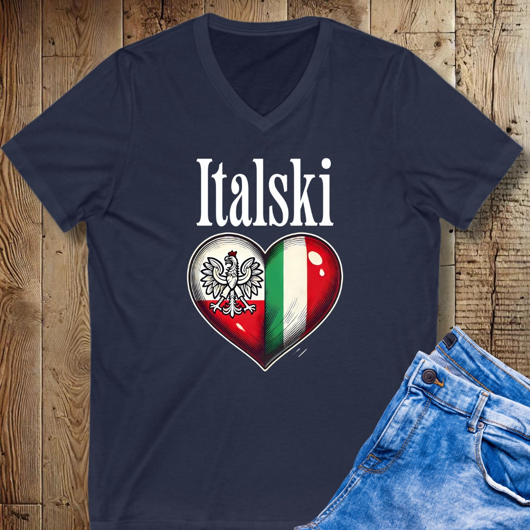 Italski Half Polish Short Sleeve V-Neck Tee