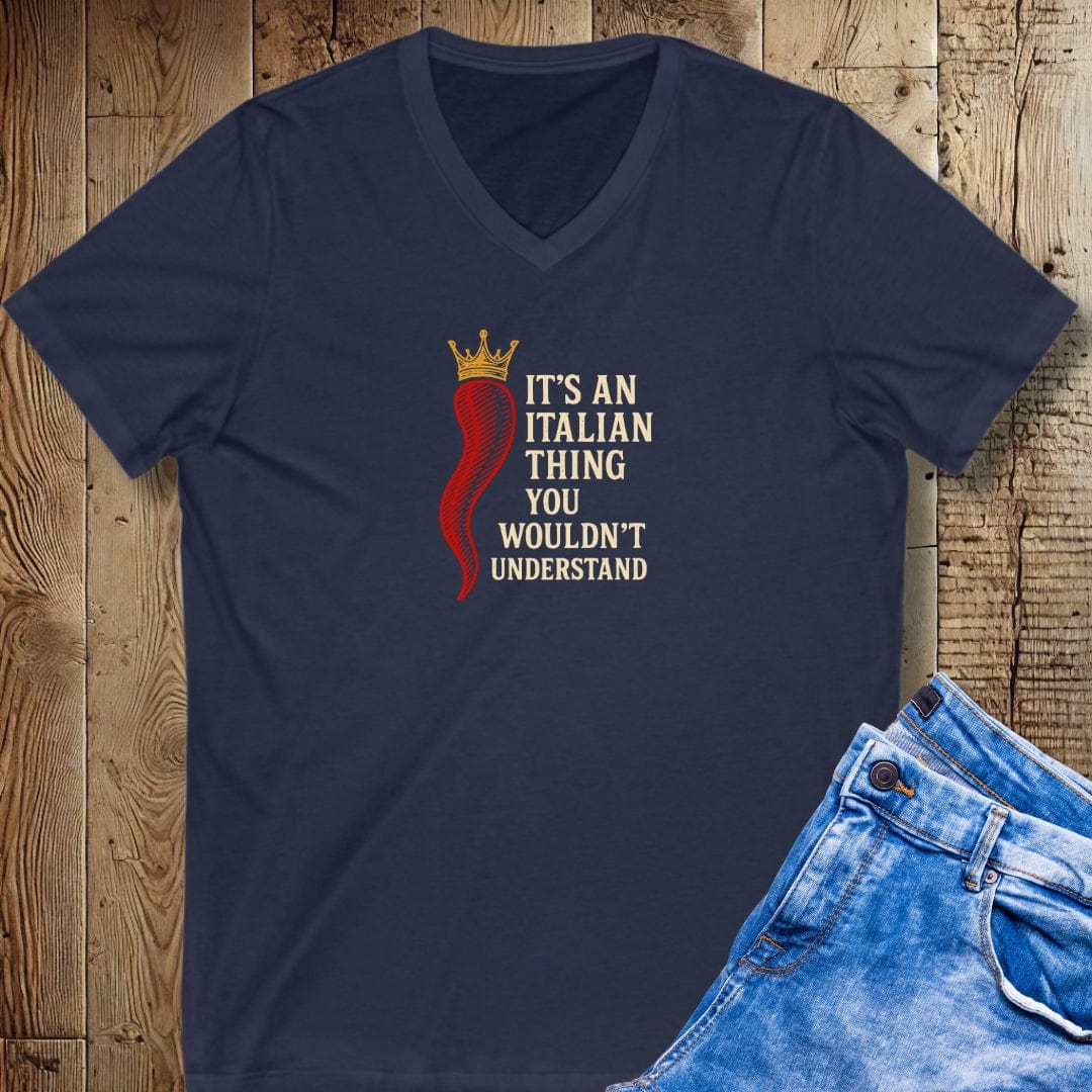 It's an Italian Thing Cornicello Malocchio Short Sleeve V-Neck Tee