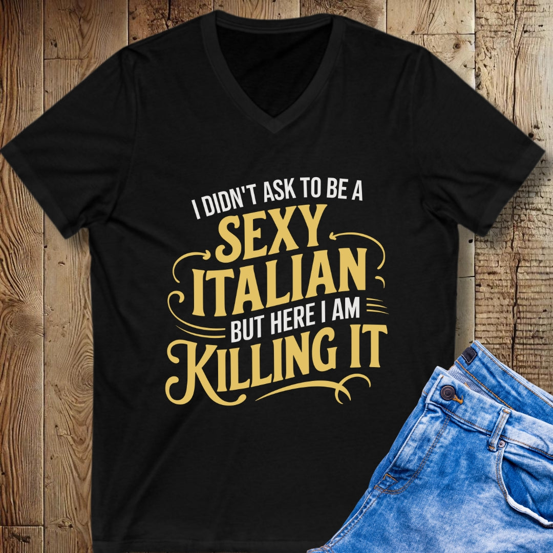 Sexy Italian Killing It Short Sleeve V-Neck Tee