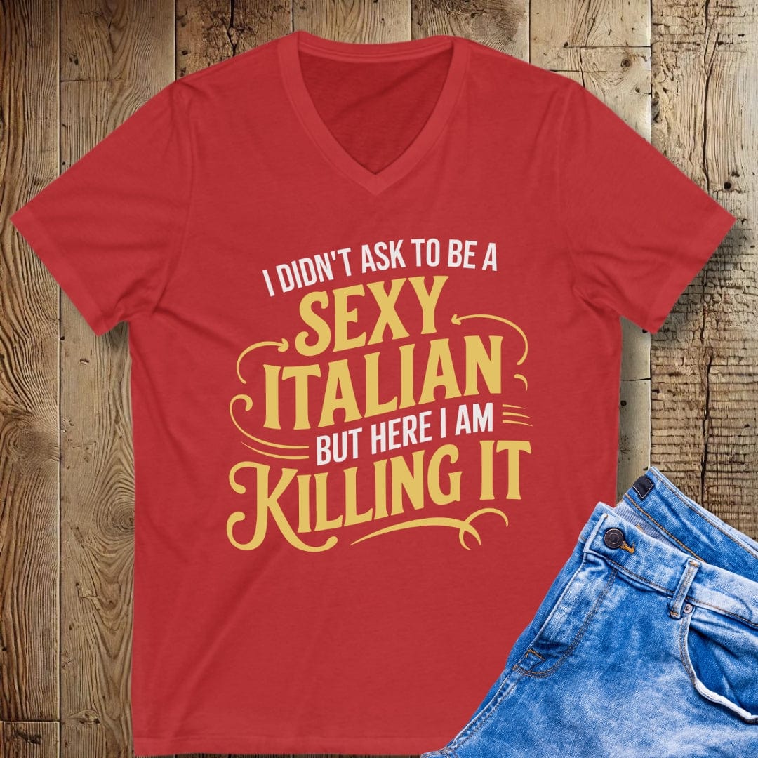 Sexy Italian Killing It Short Sleeve V-Neck Tee