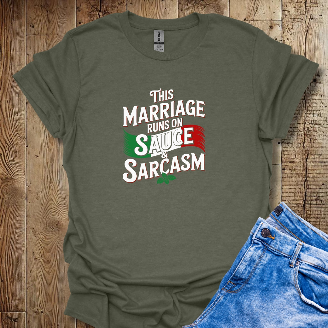 This Marriage Runs On Sauce And Sarcasm Lightweight Unisex T-shirt