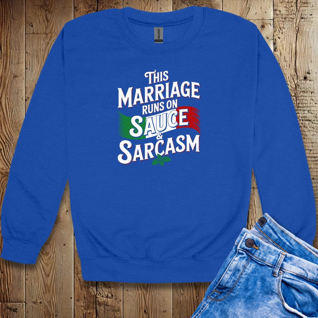 This Marriage Runs on Sauce and Sarcasm Unisex Crewneck Sweatshirt