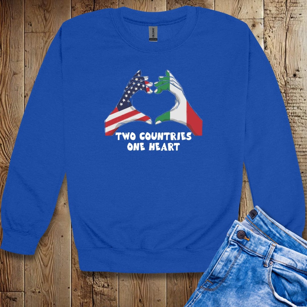 Two Countries One Heart Italian American Flags Unisex Crewneck Sweatshirt