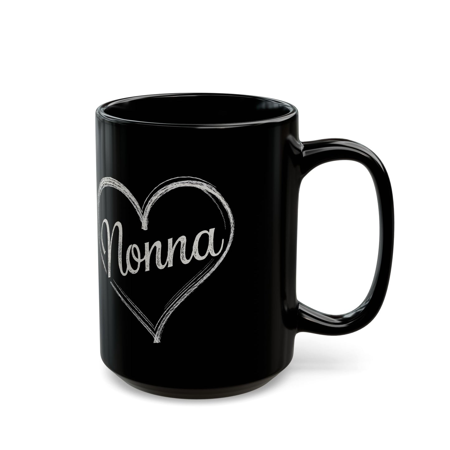 Nonna Chalk Heart Black Mug (11oz, 15oz)