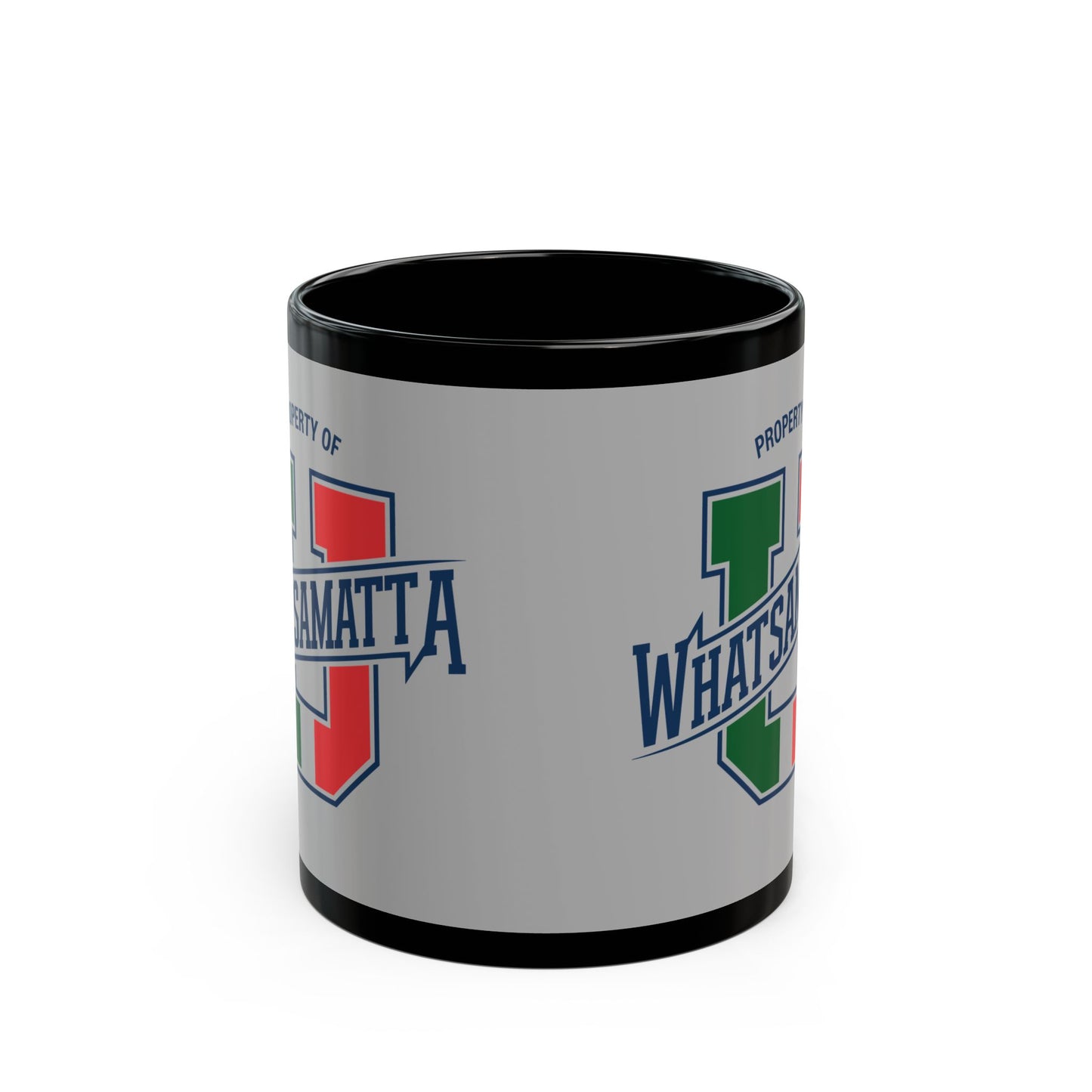 Property of Whatsamatta U Black Mug (11oz, 15oz)