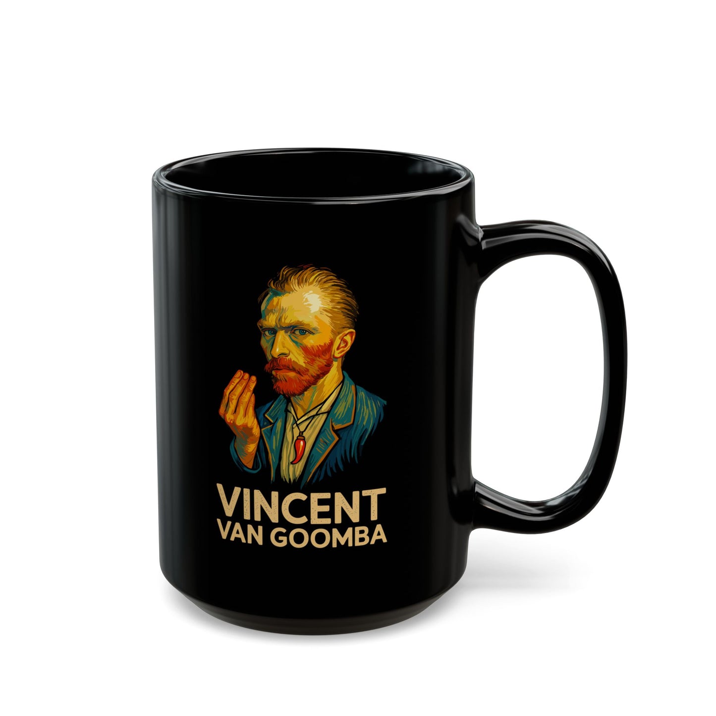 Vincent van Goomba Cornicello Hand Gesture Black Mug (11oz, 15oz)