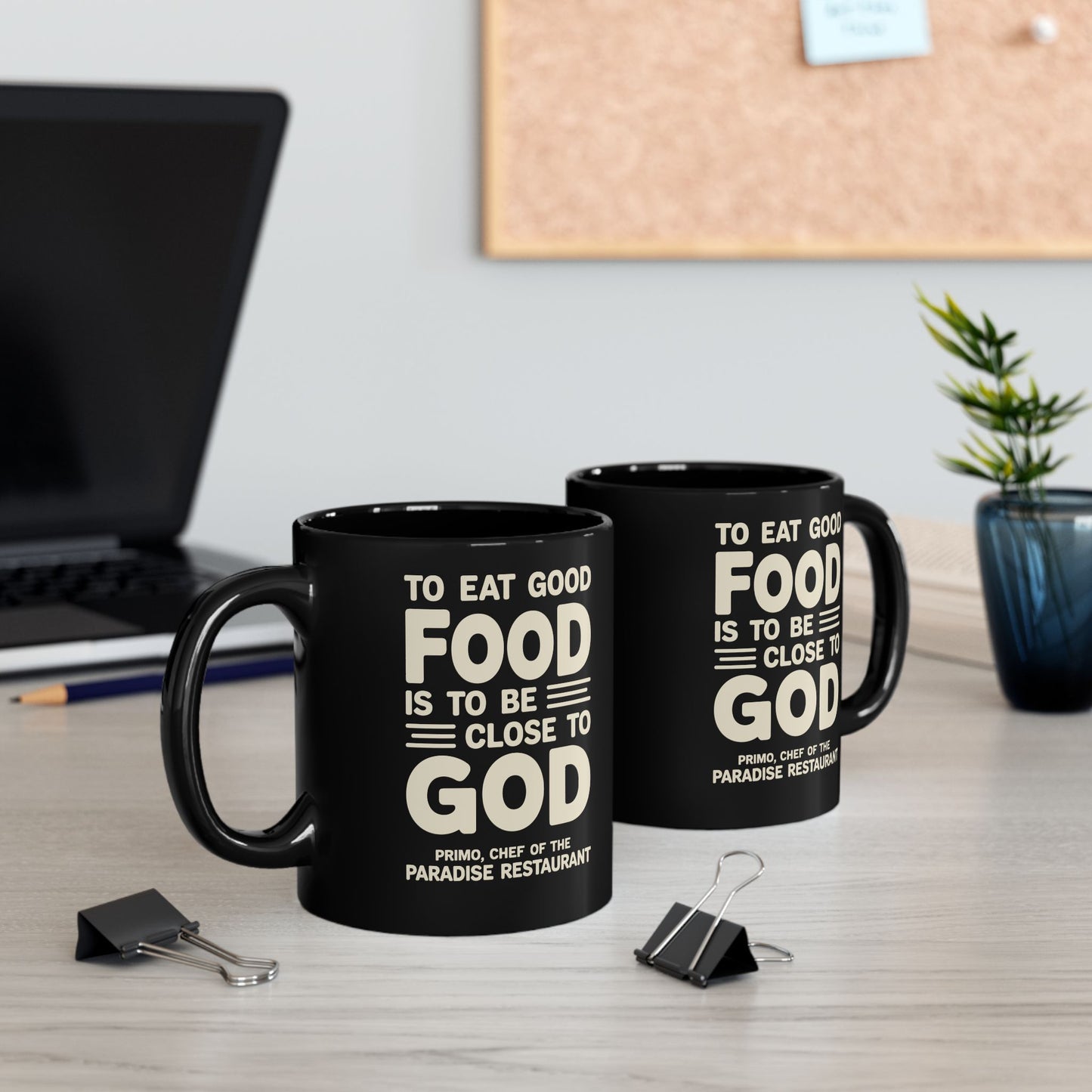 Eat Good Food Big Night Quote Black Mug (11oz, 15oz)