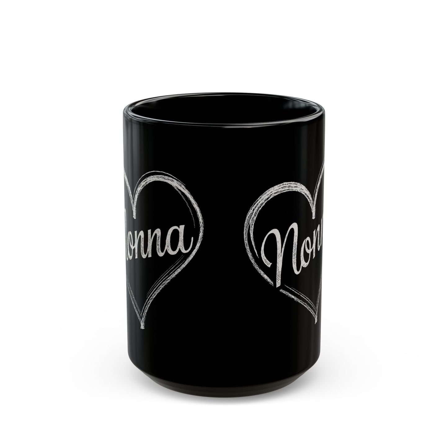 Nonna Chalk Heart Black Mug (11oz, 15oz)