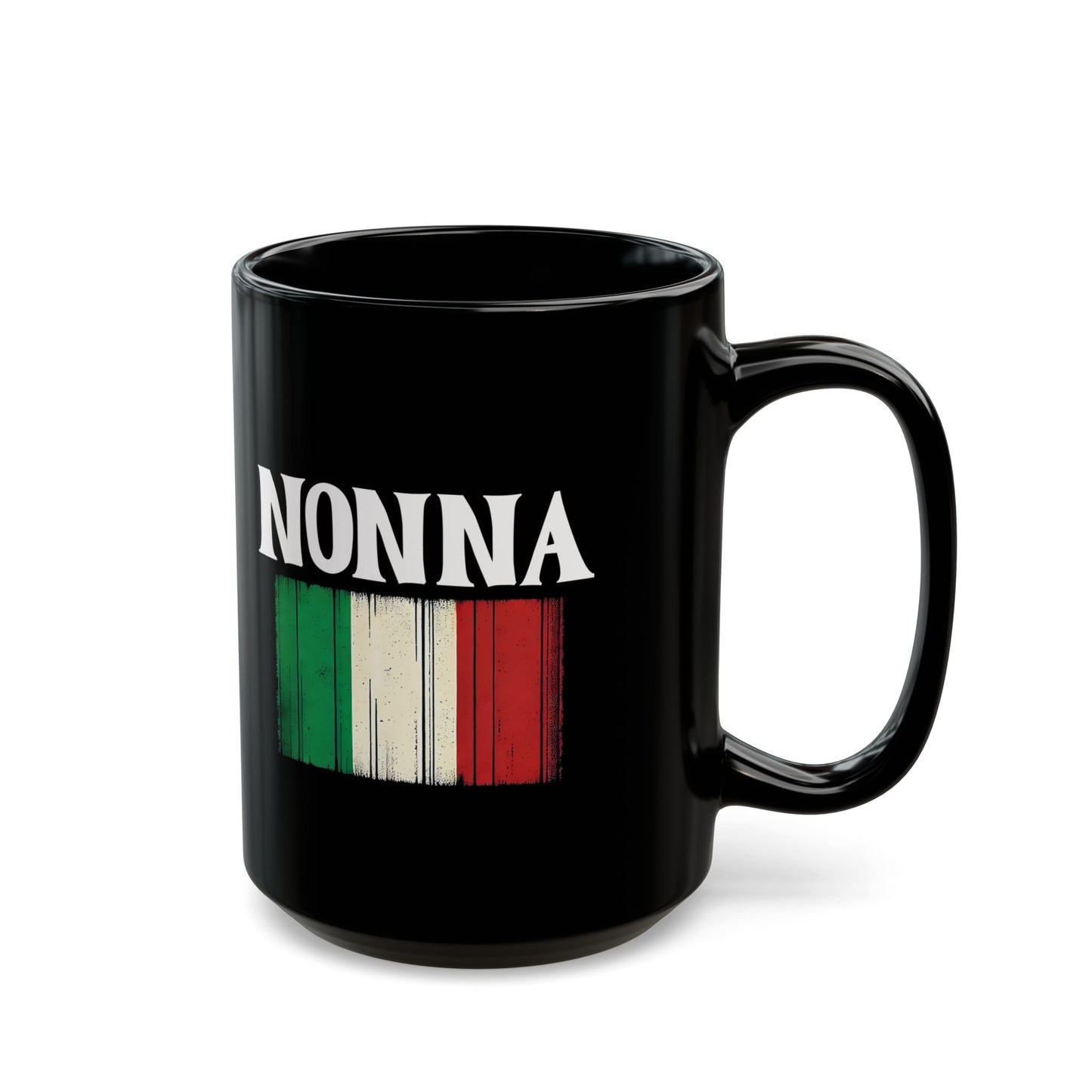 Nonna Italian Flag Distressed Effect Black Mug (11oz, 15oz)